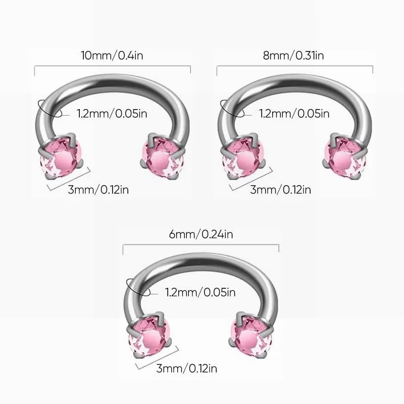 🔥Hot Sale🔥🎁Zirconia Horseshoe Ring with Threaded Gems for Piercings