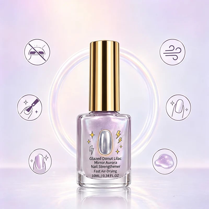 📢📢Last Day: 60% OFF🔥⏰Lilac Glossy Mirror Nail Strengthener