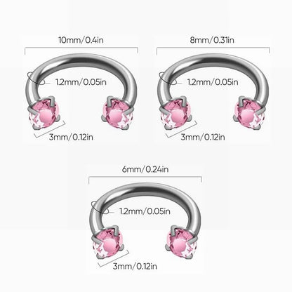🔥Hot Sale🔥🎁Zirconia Horseshoe Ring with Threaded Gems for Piercings