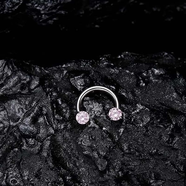 🔥Hot Sale🔥🎁Zirconia Horseshoe Ring with Threaded Gems for Piercings