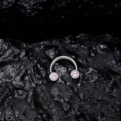 🔥Hot Sale🔥🎁Zirconia Horseshoe Ring with Threaded Gems for Piercings