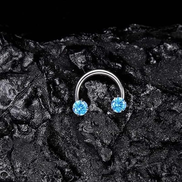 🔥Hot Sale🔥🎁Zirconia Horseshoe Ring with Threaded Gems for Piercings