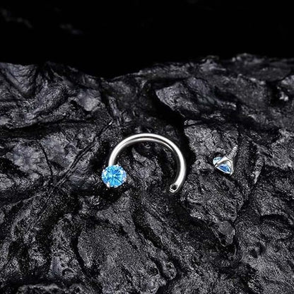 🔥Hot Sale🔥🎁Zirconia Horseshoe Ring with Threaded Gems for Piercings