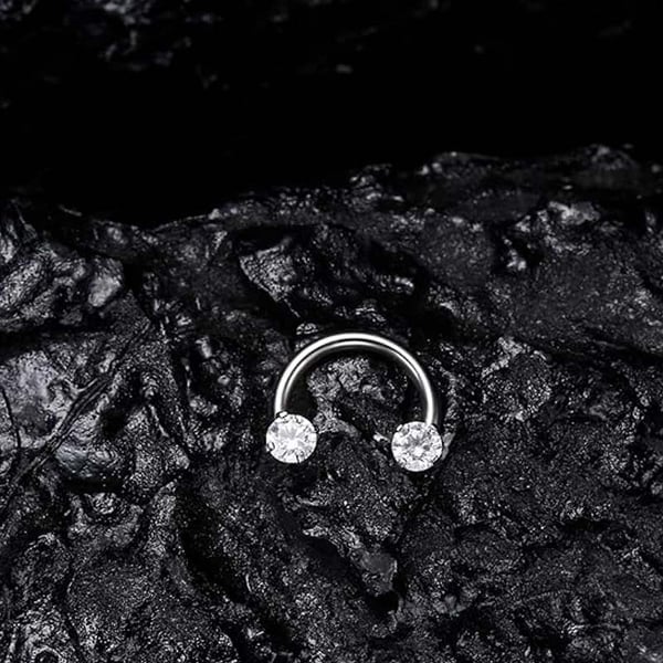 🔥Hot Sale🔥🎁Zirconia Horseshoe Ring with Threaded Gems for Piercings