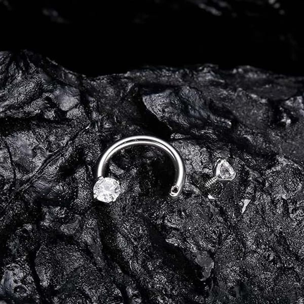 🔥Hot Sale🔥🎁Zirconia Horseshoe Ring with Threaded Gems for Piercings