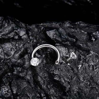 🔥Hot Sale🔥🎁Zirconia Horseshoe Ring with Threaded Gems for Piercings