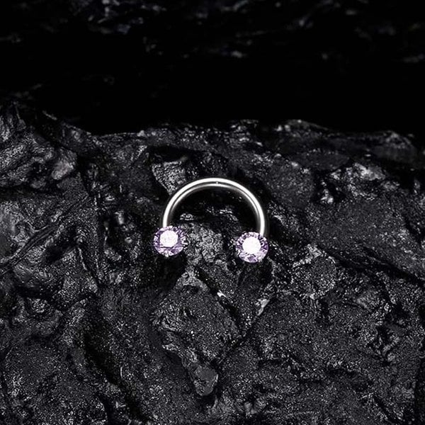 🔥Hot Sale🔥🎁Zirconia Horseshoe Ring with Threaded Gems for Piercings