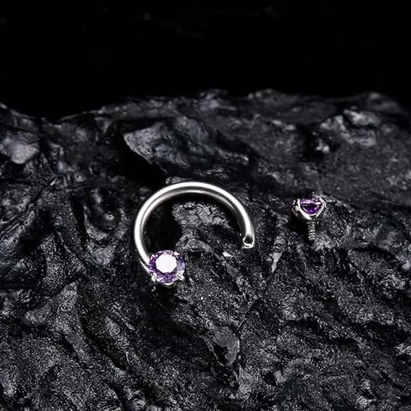 🔥Hot Sale🔥🎁Zirconia Horseshoe Ring with Threaded Gems for Piercings