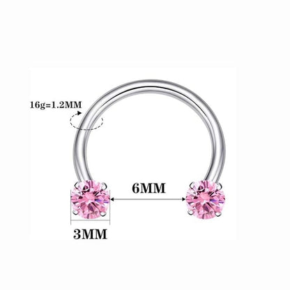 🔥Hot Sale🔥🎁Zirconia Horseshoe Ring with Threaded Gems for Piercings