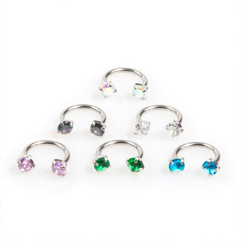 🔥Hot Sale🔥🎁Zirconia Horseshoe Ring with Threaded Gems for Piercings