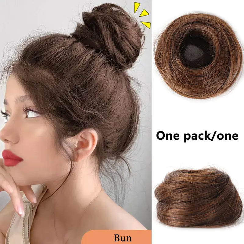 Synthetic Messy Bun Hair Piece for Women, Curly Updo Scrunchie Extension👑 ✨