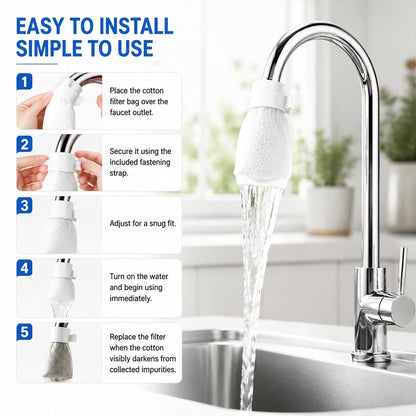 Faucet Filter Cotton Bags(50PCS) - Universal, Splash-Proof Faucet Filter Set